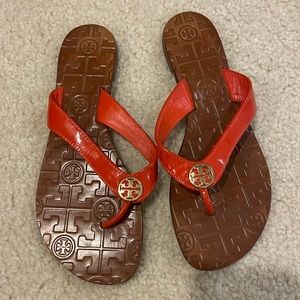 Tory Burch burnt Orange leather strap sandal size 6
